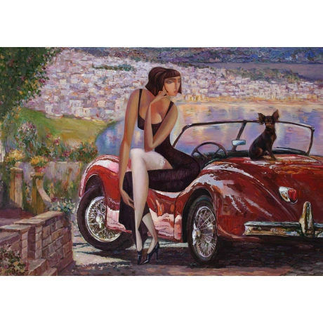 MINT dekupaaźipaber Lady red car, suurus A1